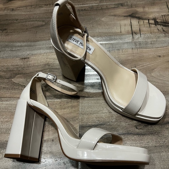 New Steve Madden Posie Bone Block Heel Ankle Strap Platform Sandals 10 - Picture 1 of 6